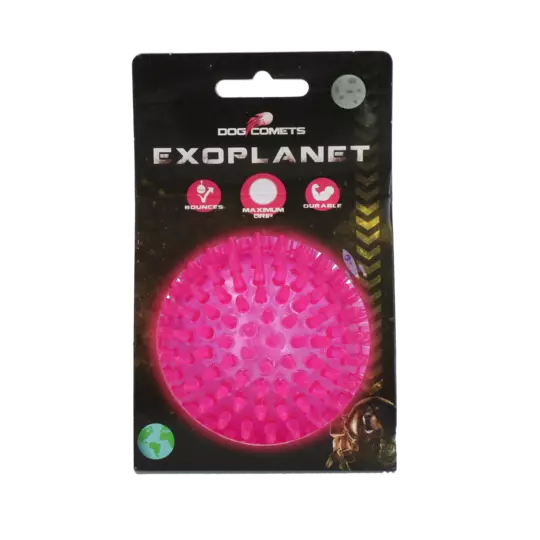 Dog Comets Exoplanet Spiky Ball Medium Rosa – Tannrensende og flytende hundeball med lyd