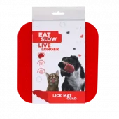 Eat Slow Live Longer Lick Mat Quad Rød – Slikkematte med sugekopper til hund og katt