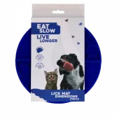 Eat Slow Live Longer Lick Mat Dimensions Circle Blå – Rund slikkematte med sugekopper