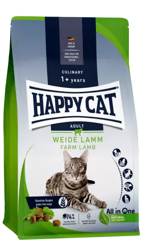 Happy Cat Culinary Adult Lam 4 kg – Sensitiv Tørrfôr (Hårballkontroll & Leddstøtte)