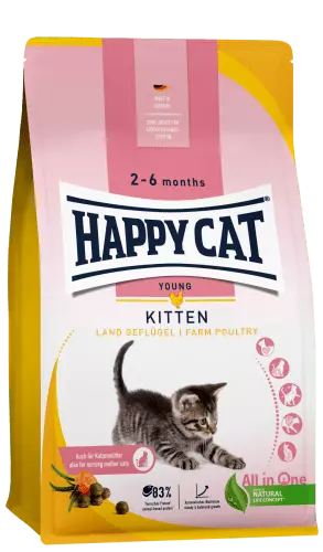 Happy Cat Kitten Kylling 1,3 kg – Ekstra Små Biter for Intensiv Vekst (5 uker – 6 mnd)