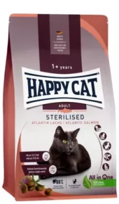 Happy Cat Sterilisert Adult Laks 10 kg – Lavfett 10,5% for Kastrert Katt (Hårballkontroll)