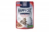 Happy Cat Våtfôr 85g – Kornfri Pouch Oksekjøtt (Urinveistøtte & Kastrert Katt)