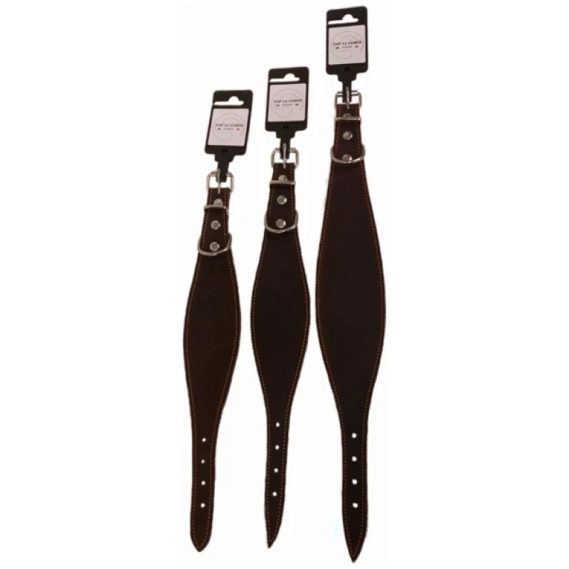 Top Leather Mynde halsbånd, oljet, naglet og sydd, Brun 42cm
