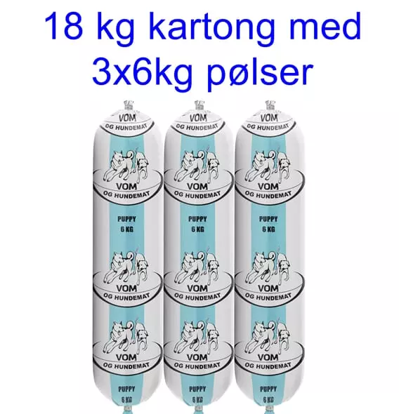 VOM 18 kg Puppy (3*6 kg pølser)