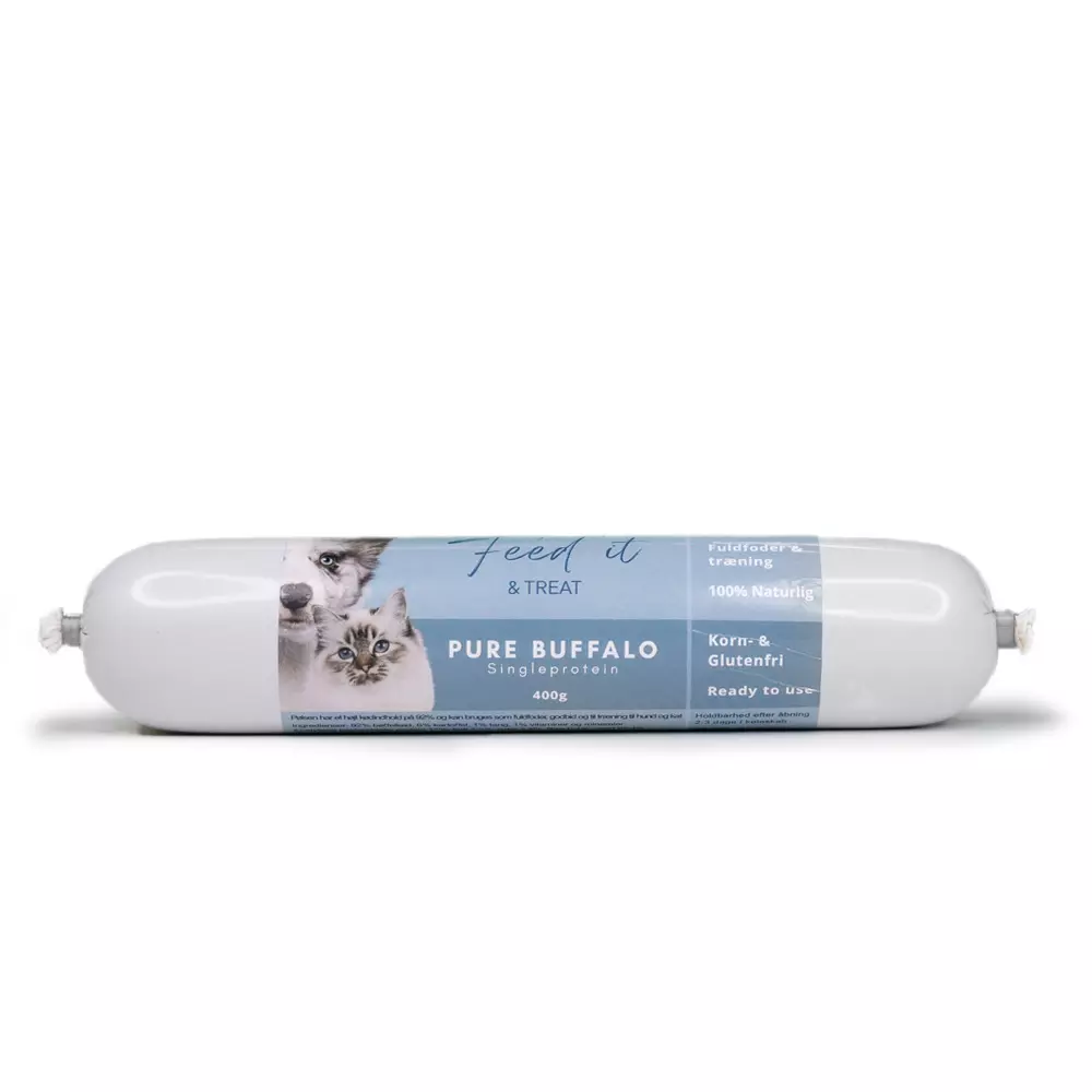 Feed'it & Treat Pure Bøffel (400g) – Magert Fullfôr & Treningspølse
