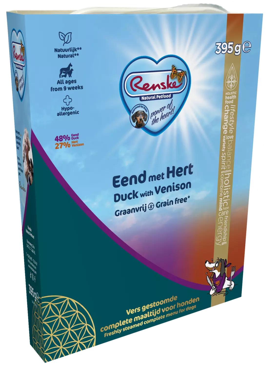 Renske Kornfritt Våtfôr 395g – 75% Fersk And & Vilt (Leddstøtte)