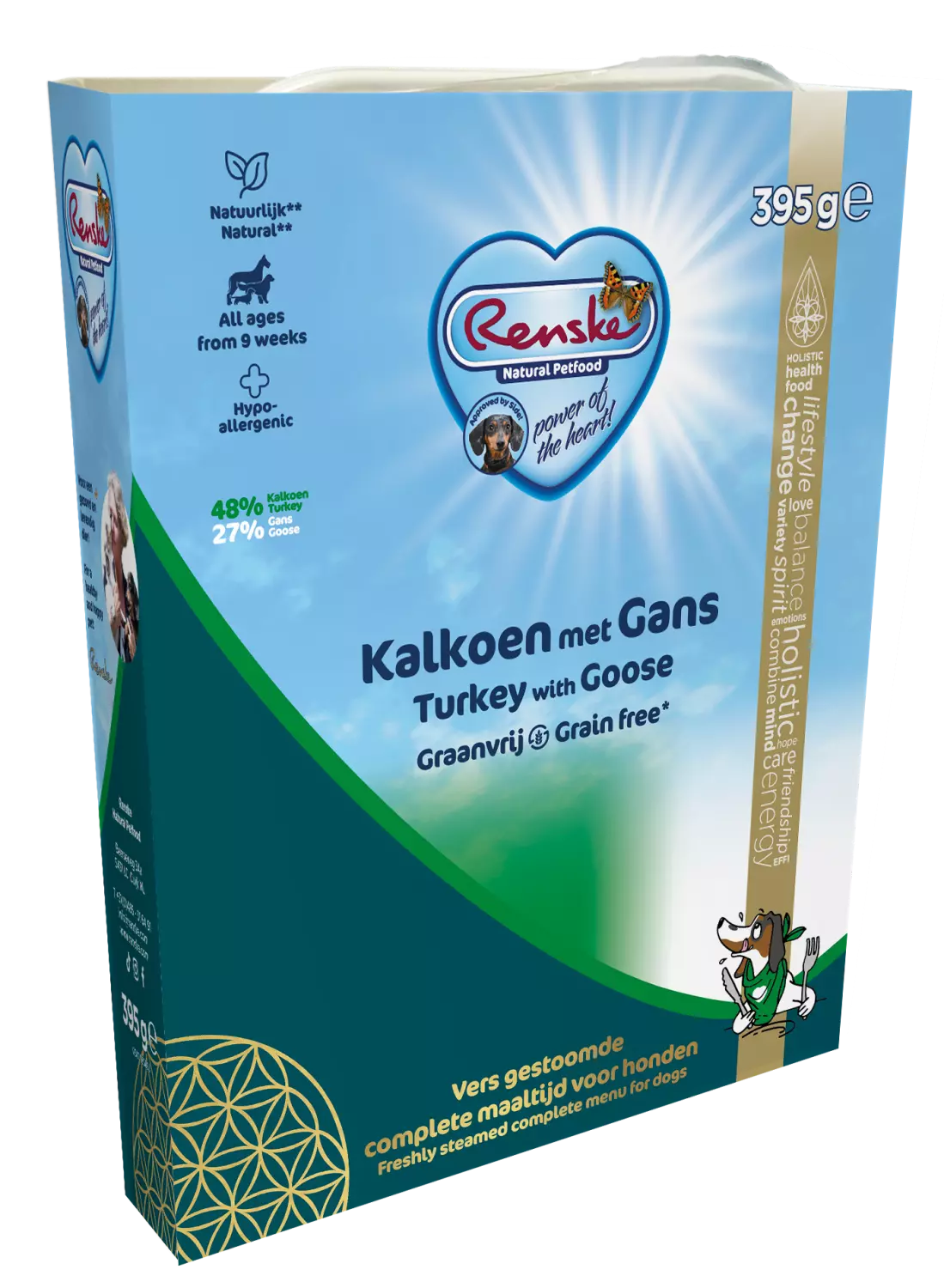 Renske Kornfritt Våtfôr 395g – 75% Fersk Kalkun & Gås (Leddstøtte)