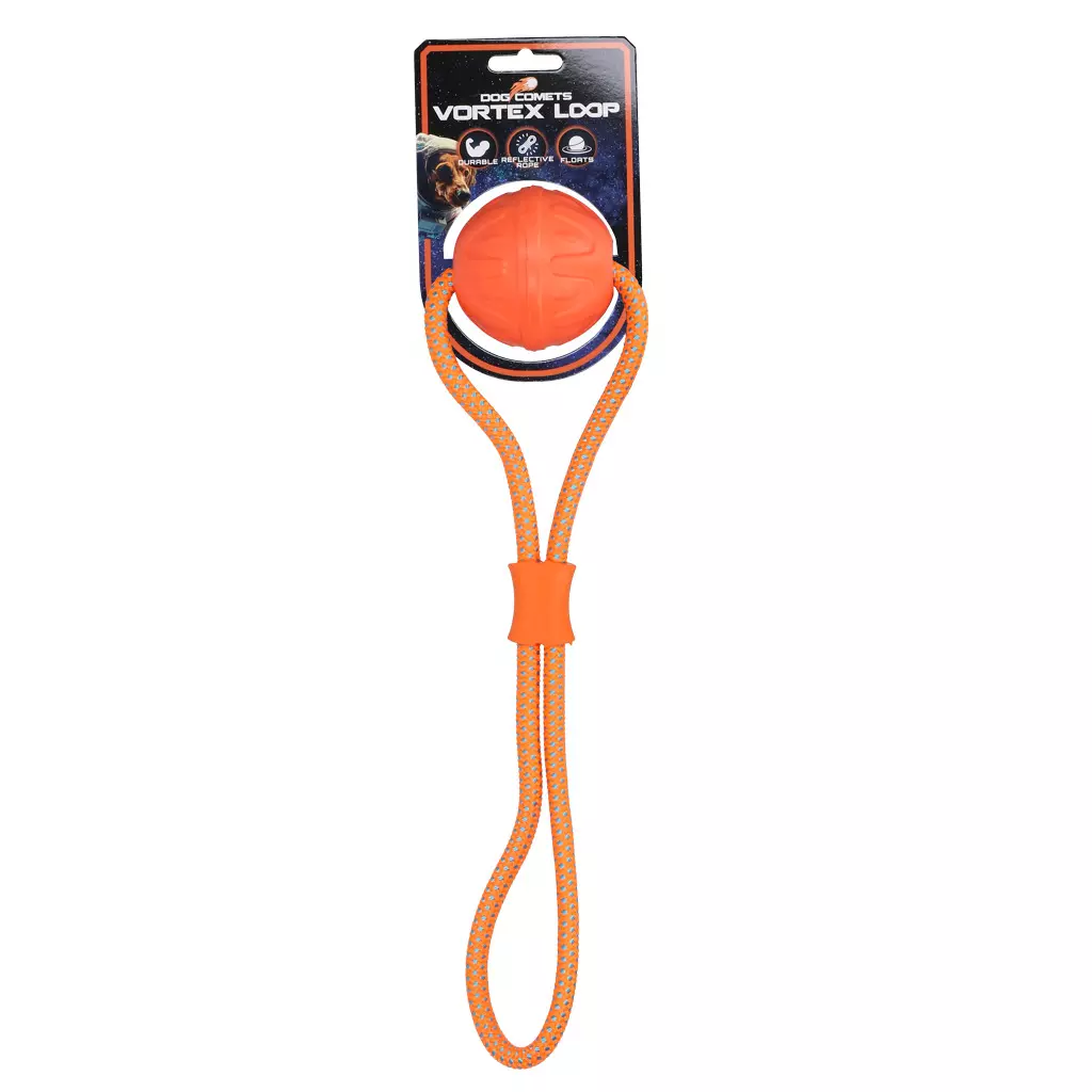 Dog Comets Vortex bal med tau Oransje