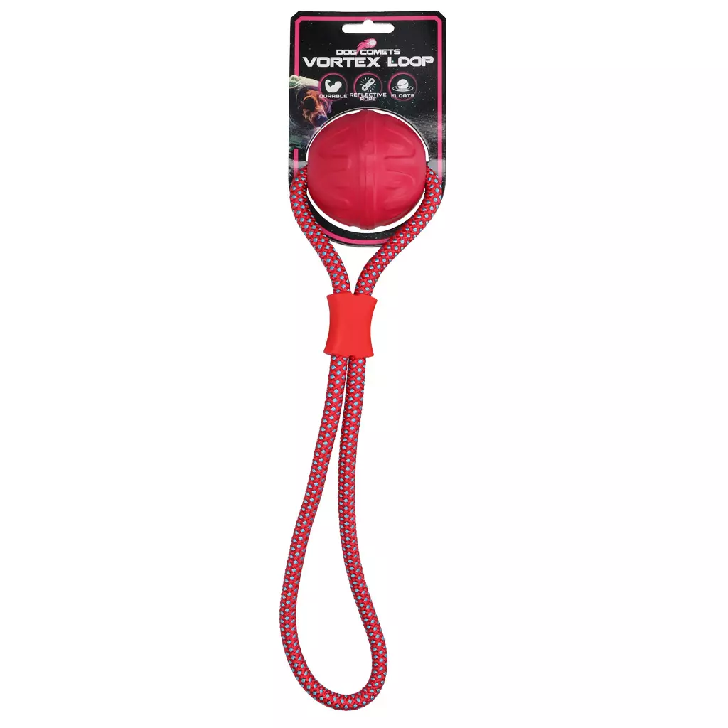 Dog Comets Vortex bal med tau Rosa