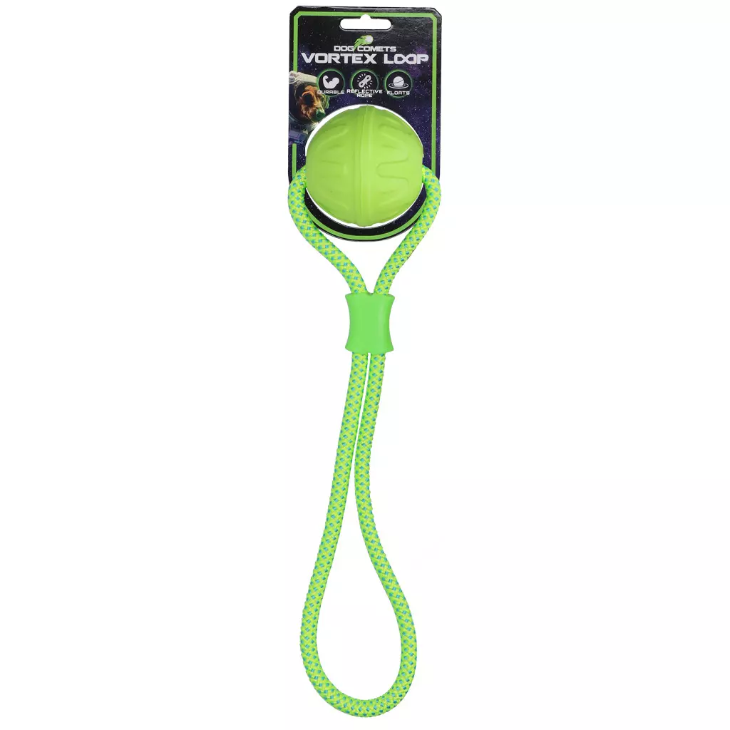 Dog Comets Vortex bal med tau Grønn