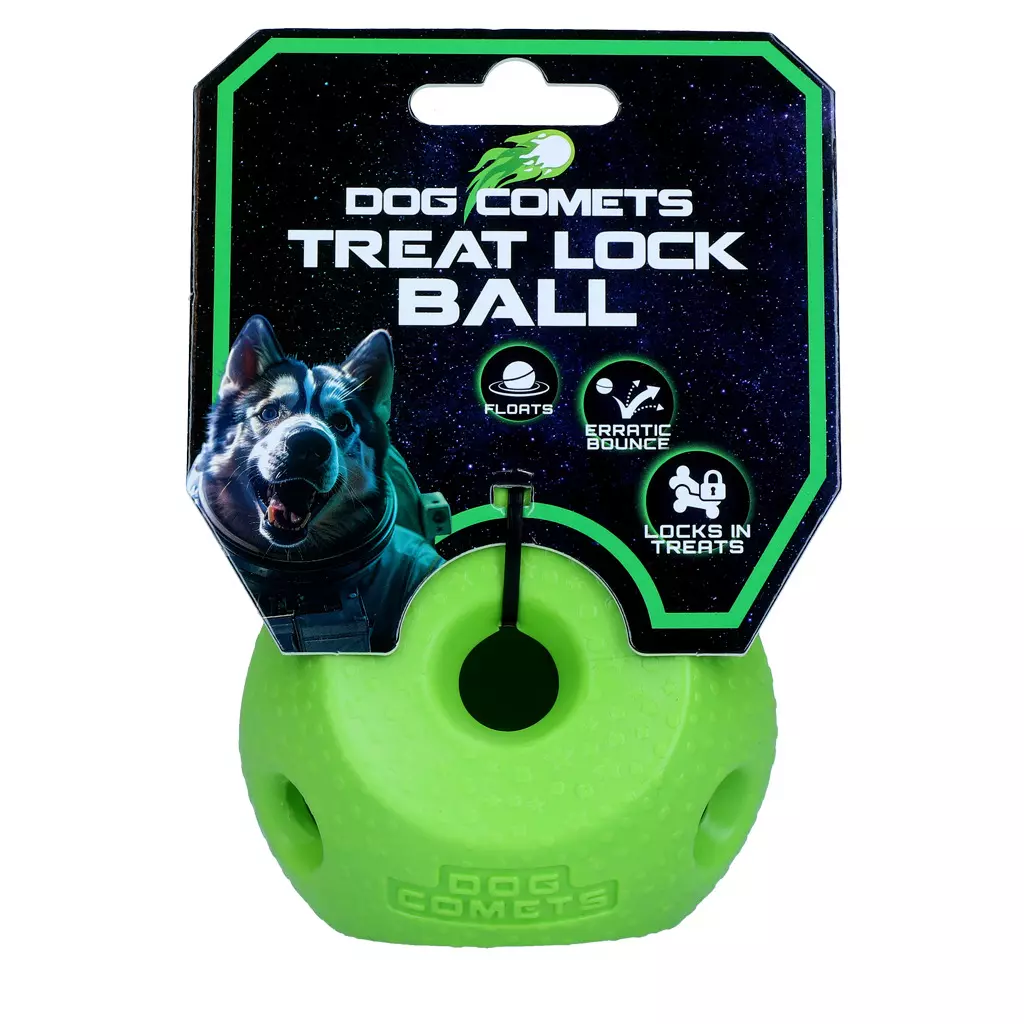 Dog Comets Treat Lock Ball Grønn – Robust godbitball og aktiveringsleke til hund