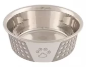 Hundeskål i rustfritt stål med silikonbunn – Antiskli matskål 0,75L (Ø16 cm)