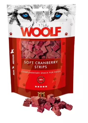 Woolf Soft Cranberry Strips 100g