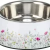 Hundeskål Rustfritt Stål/Plast 0,2L Ø14cm "Blomster"