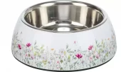 Hundeskål Rustfritt Stål/Plast 0,2L Ø14cm "Blomster"