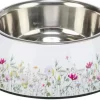 Hundeskål Rustfritt Stål/Plast 0,45L Ø18cm "Blomster"