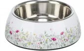 Hundeskål Rustfritt Stål/Plast 0,45L Ø18cm "Blomster"