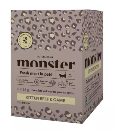 Monster Cat Pouches Kitten Beef/ Game 85g (8-pack)