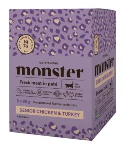 Monster Cat Pouches Senior Chicken/Turkey 85g (8-pack)