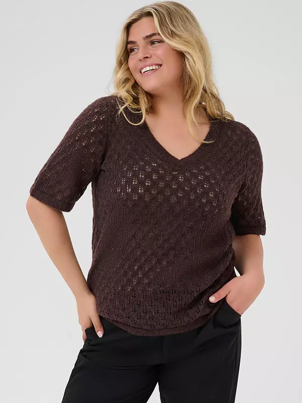 kaffe oversize big knit v/neck strikket jumper curve kcloura pullover