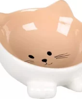 Mat og vannskål katt "Puzi" beige