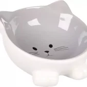 Mat og vannskål katt "Puzi" grå