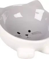Mat og vannskål katt "Puzi" grå