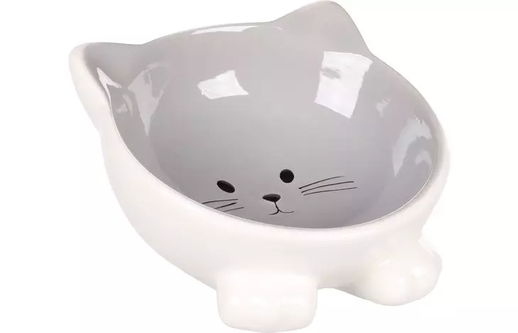 Mat og vannskål katt "Puzi" grå