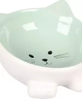 Mat og vannskål katt "Puzi" grønn