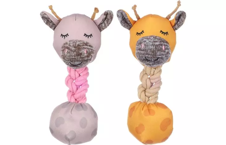 Hundeleke valp "Britty"giraff taupe 11x8x22cm