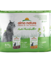 Almo Nature Anti-Hairball med okse og Anti-Hairball med kylling 6X70g