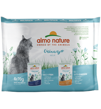 Almo Nature Urinary Support with Fish and Urinary Support with Chicken 6X70g