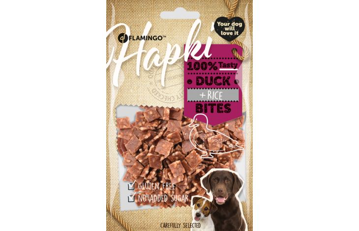 Hundesnack Hapki And og Ris biter 85gr