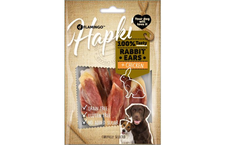 Hundesnack Hapki kaninøre med kylling 85gr