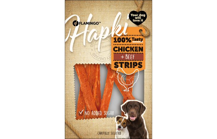Hundesnack Hapki strips Chicken & beef 85gr