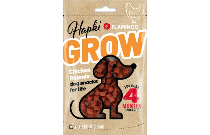 Hundesnack Hapki "grow" til valp rounds med kylling 85g
