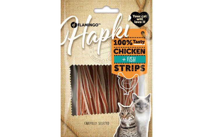 Hapki kattegodbit sushi strips kylling og fisk 50gr