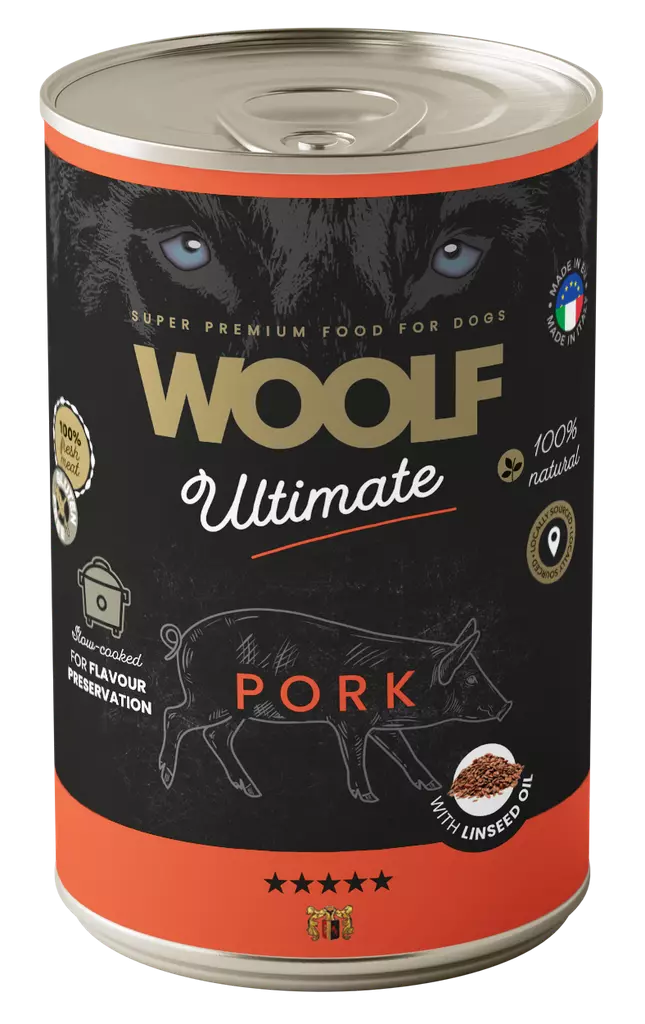 Woolf boksemat svin med linfrø olje 400gr