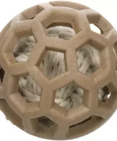 Hundeleke Wilga ball med tau brun 7,6cm