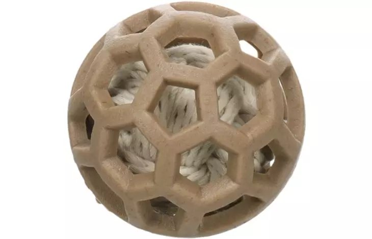 Hundeleke Wilga ball med tau brun 7,6cm