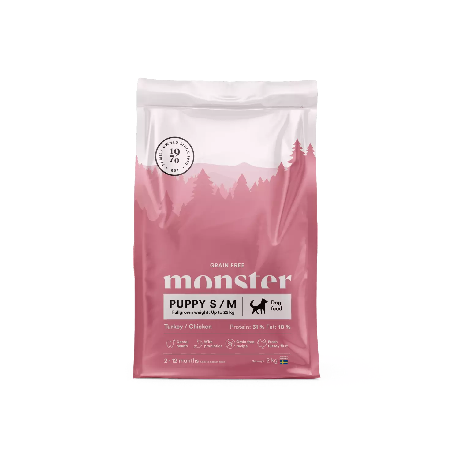 Monster Dog GF Puppy S/M Turkey/Chick 2 kg