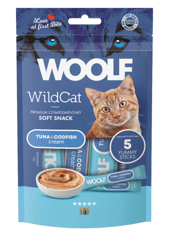 Woolf Wildcat Cream 5 Pcs - Cod & Chicken + Yucca Extract