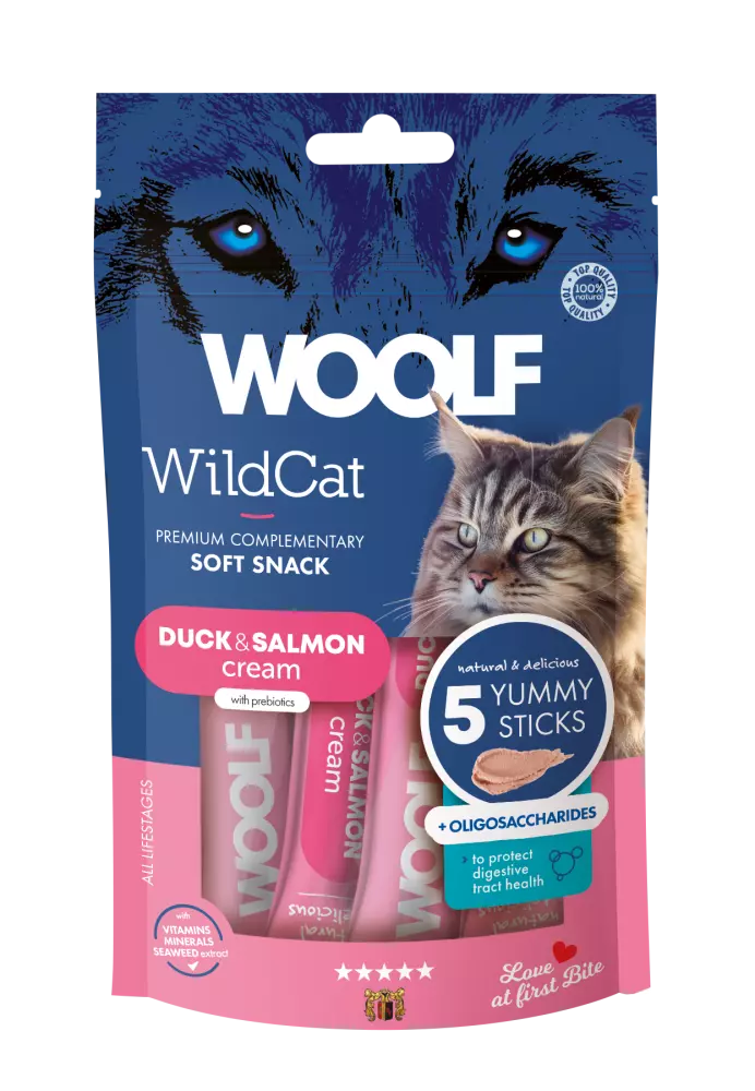 Woolf Wildcat Cream 5 Pcs - Duck & Salmon + Oligosaccharides