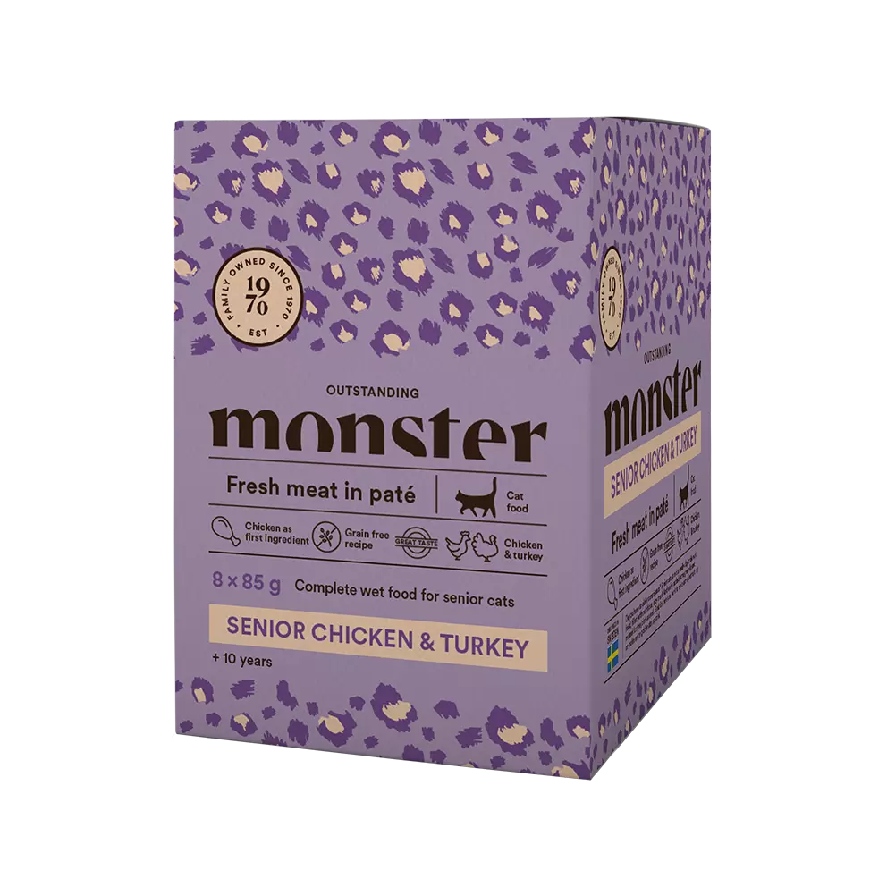 Monster Cat Pouches Senior Ch/Turkey 85 g (8-pack)