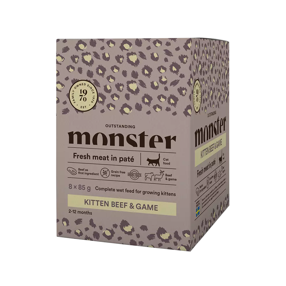 Monster Cat Pouches Kitten Beef/ Game 85 g (8-pack)