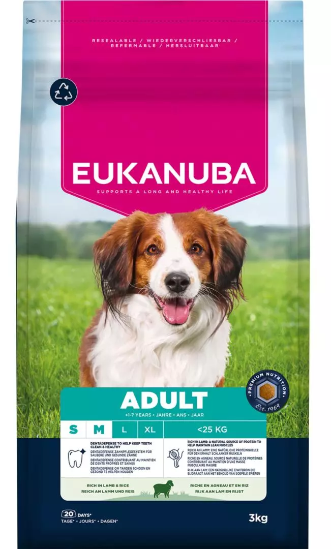 Euk Adult Small & Medium Breed Lam & Ris 3 Kg