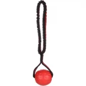 Hundeleke Strekta ball rød med sort strikk. 36cm L x 8.5cm W x 7cm H