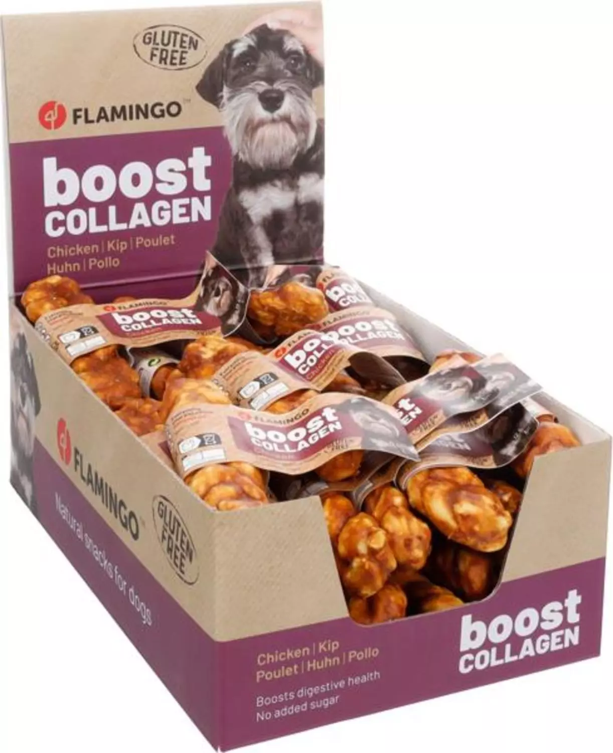 Hundegodbit Boost flettet strip med kylling og collagen 30g/12,5cm