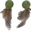 Kattleke Katti catnip ball med fjær grønn 2pk